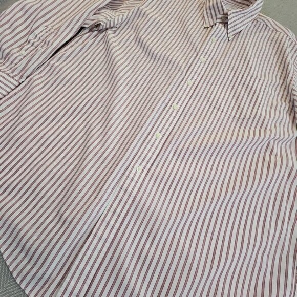 Brooks Brothers 346 Shirt Men's 18 34/35 Red White Stripe Long Sleeve Luxury EUC - Picture 3 of 13